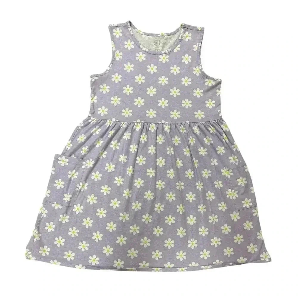 Wonder Nation Girls Purple Daisy Print Dress w/ Pockets Size XL 18